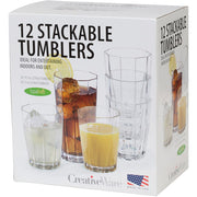 CreativeWare CH708CLR 24 Ounce Stackable Tumblers, Set of 12