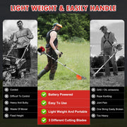 BAOKALER Gasoline Grass String Trimmer, 52cc Two-Stroke Engine, Adjustable Straight Shaft, Ergonomic Handle, 4 Detachable Heads, 1.25L Fuel Tank