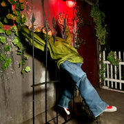 Frashp Haunted Hill Farm 4.4-ft Life-Size Impaled Zombie Animatronic with Voice-Activated Sensor, Swinging Arms, Glowing Eyes, Adjustable Volume, Dual Power Options