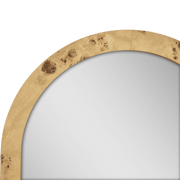 Beautiful by Drew Barrymore 556375 Burlwood Arched Vanity Decorative Mirror, Matte Wood Frame, 22 in, Wall-Mount