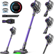 Suirviz U8 Cordless Stick Vacuum Cleaner, 40KPA Suction, 35-Minute Runtime, Green LED Light, Lightweight, Self-Standing, HEPA Filtration, Handheld for Pet Hair, Carpet and Hard Floors