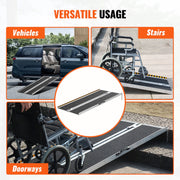 KFFKFF Folding Wheelchair Ramp: A Portable Aluminum Threshold Ramp, 5 ft Long, Supports up to 800 lbs