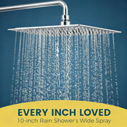 ROSYNEY 10 Inch Metal Dual Shower Head with Handheld Spray, Adjustable Slide Bar, 360 Swivel Arm, Stainless Steel Hose, Chrome