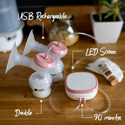 Tommee Tippee Made for Me Double Electric Breast Pump, USB Rechargeable - Baby Bottles Included