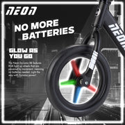 Yvolution Neon Balance Bike with LED Light-Up Wheels, Adjustable Seat and Handlebar, 12-Inch Puncture-Proof Tires, Lightweight Steel Frame, Black NT52B1