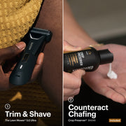 Manscaped Lawn Mower 5.0 Ultra Precision Pack, Men's Groin Shaver and Body Hair Trimmer, Cordless Waterproof, SkinSafe Blades, Adjustable Guards, with Crop Preserver Groin Deodorant