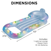 Bluescape LED Pool Lounge Inflatable Floating Lounger with Color-Changing Waterproof LEDs Clear PVC BS-PL103-999
