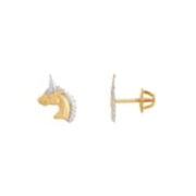 Brilliance Fine Jewelry Childrens 10K Yellow Gold with Rhodium Unicorn Earrings - Material Metal