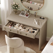Bestier Computer Desk with Built-In Power Outlets and Storage Drawer, 39 in, Light Oak Finish