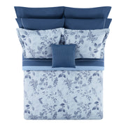 Mainstays Soft Touch Bedding Set, 11-Piece Reversible Blue Floral Comforter Set, King