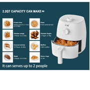 Mainstays 2.2 QT Air Fryer with Adjustable Temperature Control, Automatic Shutoff, Arctic White