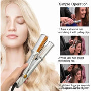 2-in-1 Rotating Hair Styler Automatic Curling Iron Brush with Ceramic Tourmaline Plates