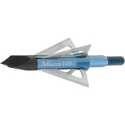 Muzzy 4-Blade 100 Grain Screw-In Broadhead, 1 Inch Cutting Diameter, Stainless Steel Blades, Blue, 6 Pack, 209