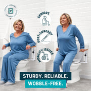 Lunderg Toilet Safety Rails for Seniors, Adjustable Height Grab Bars, Sturdy Steel Frame, Legless Design, White