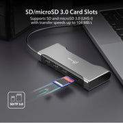 j5create Flexible Ports USB-C Dual 4K60 HDMI Hub Pro 12 in 1, Space Grey, 100W Power Delivery, Gigabit Ethernet, SD/microSD Card Reader, JCD367