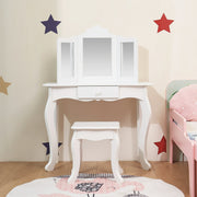 Your Zone TF14041 Kids Makeup Vanity With Table and Stool Set, White Color, Child