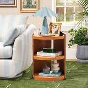 Beautiful Mae End Table, Mid-Century Modern Drum-Style Wood Accent Table with Three Open Shelves, Cherry Finish, 18 in W x 17.5 in D x 24 in H, BE26250047100A8