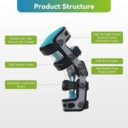 Orthomen KN033 ACL Knee Brace for Ligament Injuries, Sports, Arthritis & Knee Pain Relief - Left, M