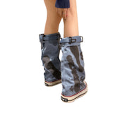 ScarletteEmmy Women's Graffiti Print Canvas Jumper Boots, Stacked Ankle Booties with Folded Cuff, Slip-Resistant Rubber Sole, Lace-Up Closure