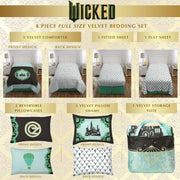 Wicked Velvet Full Bed in a Bag Comforter Sheet Set with Reversible Emerald City Design, Microfiber Sheets, Pillow Shams, and Velvet Storage Tote, 7A2246