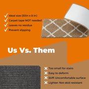 MBIGM Non-Slip Indoor Stair Treads, Soft Plush Carpet Step Covers, Brown, 8 in x 30 in, 15-Pack, MBIG12197