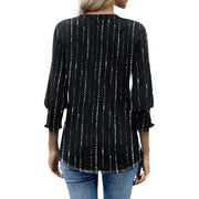 Fantaslook Women's V Neck 3/4 Sleeve Trendy Tops with Smocked Cuffs, XL, Black-Dots - 95% Polyester