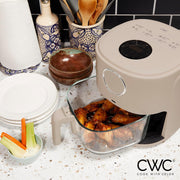 Cook With Color Air Fryer with Glass Basket, 5.5Qt, 1400W Digital Touch, 8 Presets, Adjustable Temp 175F400F, Slate Blue, YWGAF55 B/G