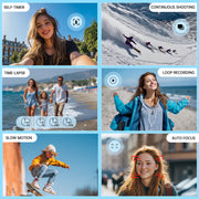 Froura 4K Digital Camera, 64MP, Dual Screens, 18X Digital Zoom, 64GB Card, 2 Rechargeable Batteries, Pink, Compact Travel Point and Shoot for Kids and Teens