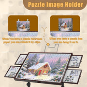 G TALECO GEAR Jigsaw Puzzle Table with Adjustable Angle and Height, Metal Legs with Wheels, 31.5x23 in Surface, Coffee Color, Fits 1000 Pieces