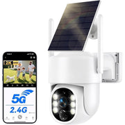 Picturesky Solar Security Camera Wireless Outdoor, 2K HD, 360 PTZ, AI Human Detection, Color Night Vision, Two-Way Audio, Battery Powered with Solar Panel, White