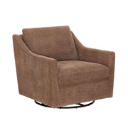 My Texas House MT4534176539001 Roan Swivel Accent Chair with Jackson Sloped Arms, Brown Fabric