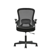 Mainstays MS53100081252BK Ergonomic Mesh Back Task Office Chair With Flip-up Arms, Black Fabric