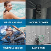 Avenli Oslo Inflatable Hot Tub Spa, 4-Person, Black Marble Octagon, Rapid Heating to 104F, 70 Water Jets, 201 Gal Capacity, Digital Control Panel, Reinforced Cover