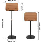IAJXWI Floor Book Stand, Adjustable Height Wooden Reading Holder with Page Clips, Black