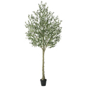 DR.Planzen 10FT Tall Artificial Olive Tree with Handmade Seagrass Basket, Green
