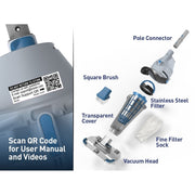 Kokido XTROVAC 510 Rechargeable Handheld Pool Vacuum, Cordless, Optimized Suction 15 GPM, 90 Min Runtime, Blue & Grey, For In-Ground and Above Ground Pools, EV57