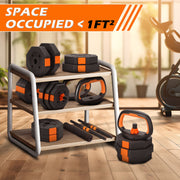 ARVAKOR Adjustable Dumbbell Set, 66 Lbs, Octagonal Anti-Roll Plates, Non-Slip Foam Grip, Multi-Use with Barbell Kettlebell Push-Up Stand, Orange, RXD-006