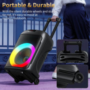 JYX T36-T Karaoke Machine, 120W Large Karaoke Speaker with Wheels, 2 Microphones, RGB Party Lights