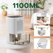 Kloudic Dehumidifier for Home, 280 Sq Ft Coverage, 37Oz Water Tank, Portable, Quiet Operation, Auto Shut Off, DH-CS14