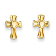 Earrings 14K Gold Heart Cross