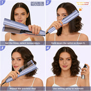 Aima Beauty 25mm Deep Wave Hair Crimper and Waver with Timer Function, Ceramic Plates, Fast Heating, Purple