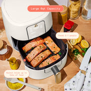 Beautiful 29028 6 Qt Air Fryer with TurboCrisp Technology, EverGood Ceramic Nonstick Coating, White Icing, 1750W