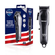 Barbasol Rechargeable Cordless Hair Clippers with Ceramic Blades, 6 Guard Combs, Adjustable Taper Lever, LCD Display, Black, CBH1-4007-SIG