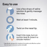 Braun Electric Nasal Aspirator for Babies, Battery Operated, 2 Suction Levels, 2 Nasal Tip Sizes, White, 80234590