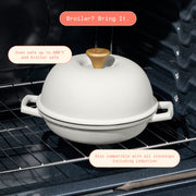 Beautiful Enameled Cast Iron Bread Oven, 10 Inch, Thyme Green with White Icing Finish, Dome Lid, Oven-Safe up to 500F, 29105