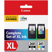Canon 3706C005 PG-260 XL/CL-261 XL Value Pack, Compatible to TR7020, TS6420, and TS5320 Printers