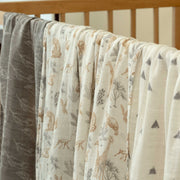 Gllquen Baby Organic Cotton Muslin Swaddle Blankets, Bamboo-Cotton Blend, Jungle Exploration Design, 27 x 27 in, 6-Pack