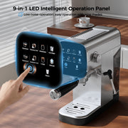 Patbrela Espresso Machine with Cold Brew, 20 Bar Coffee Maker, Steam Milk Frother, LED Touchscreen, Silver, CM0021