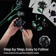 BuildingBoat Rose Flower Bouquet Building Set, Botanical Collection, Black Artificial Flowers, 152pcs, Compatible with Lego, Home Decor