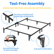 Mainstays Ardent Full 7in Metal Bed Frame, Heavy Duty Steel, Black, High Profile, Tool-Free Assembly